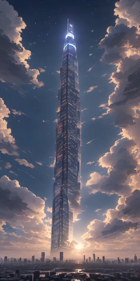 a picture of a tall skyscraper with a sky background