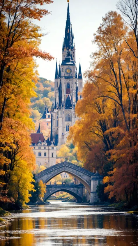 a profestional picutre of  Sárospatak, Hungary: Sárospatak, along the Bodrog River, dons autumn elegance with its medieval castle, Baroque churches, and riverside promenades bordered by trees ablaze in red and gold. ,
wide angle, landscape , 
photorealism,unreal 5 daz, extremely detailed ,((ultrasharp)),((masterpiece)),((best quality)),((ultradetailed)),((intricated details)), extremaly detailed background, <lora:add_detail:0.7> ultra realistic,32k,RAW photo, 8k ,dslr,soft lighting,high quality,film grain, beautiful and aesthetic,extremely detailed, natural shadows,