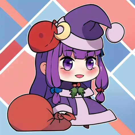 <lora:Padoru_Meme:1>, Padoru_Meme, 1girl,
((best quality)), mature, patchouli_knowledge,  blushing, smile, purple hat, purple ey...