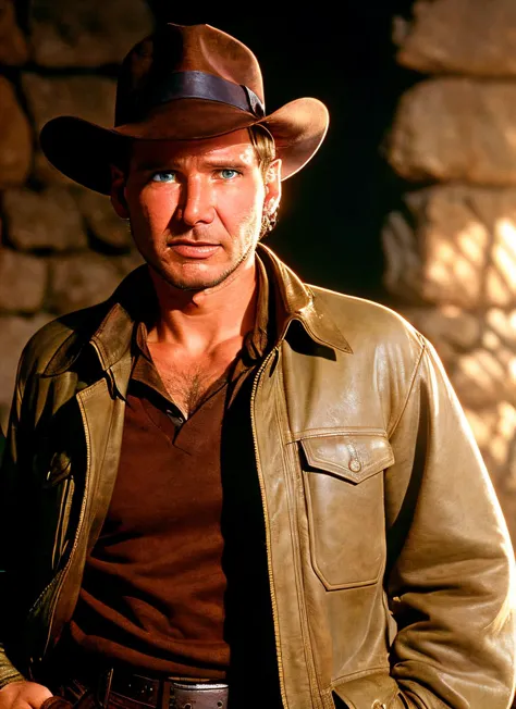 arafed man in a cowboy hat and brown shirt posing for a picture