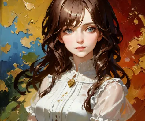 anime girl with long hair and blue eyes in white dress