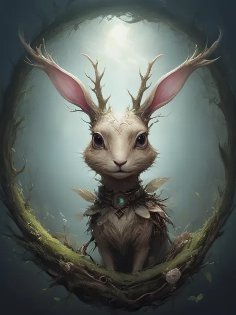 award winning photograph of a Vnnpr jackalope with whimsical nature in wonderland, magical, whimsical, fantasy art concept, steampunk, intricate details, best quality, masterpiece, ultra sharp, hyper realistic, realism <lora:ArtfullyVINNIPIER_SDXL_V1:0.8>