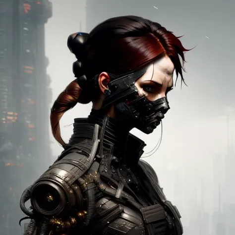 award winning portrait photo of a female rogue assassin, wearing cyberpunk intricate streetwear, (backlighting:1.3), digital pai...