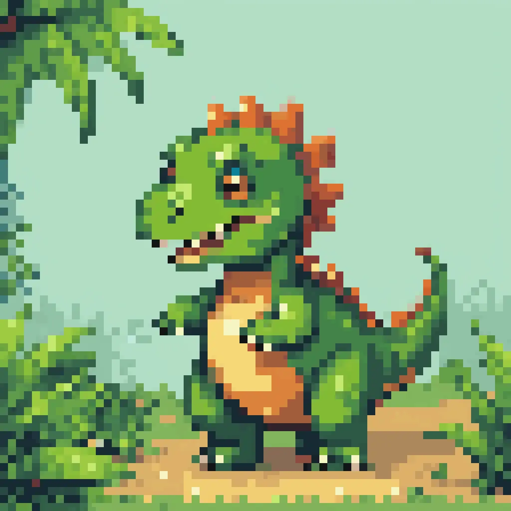 A cute dinossaur, arte de pixel, PixArFK, 