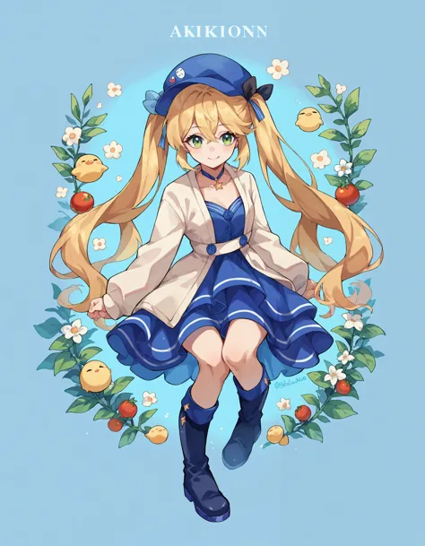 a cartoon girl with long blonde hair and a blue dress