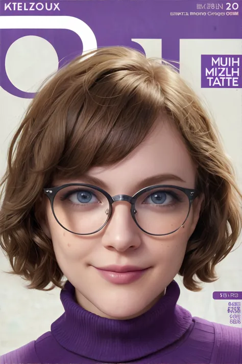 a close up of a woman with glasses on a magazine cover