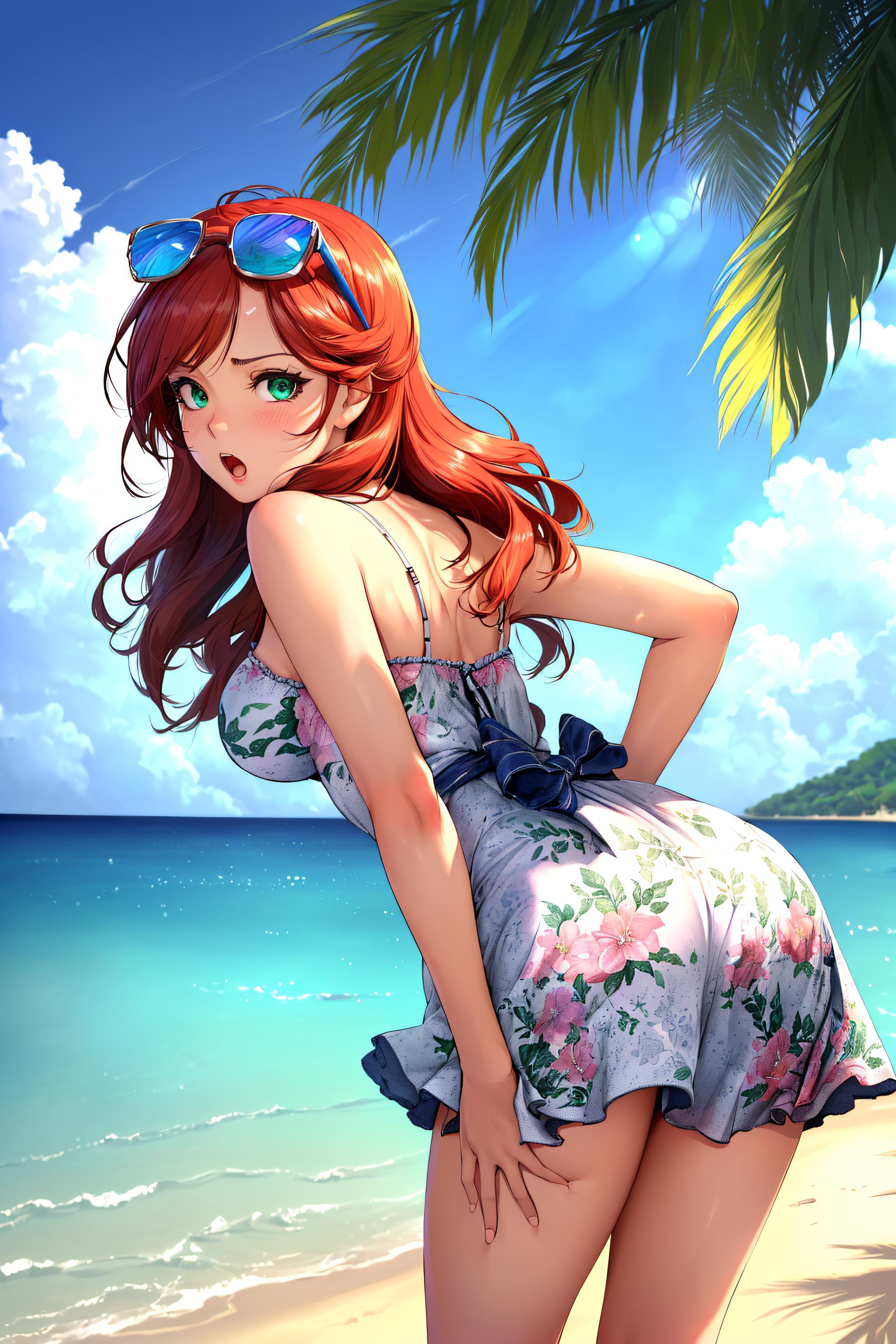 A close up of a woman in a bikini on a beach - SeaArt AI