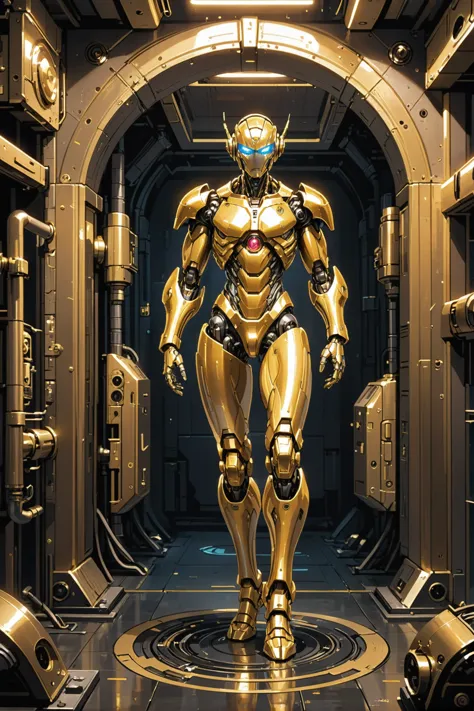 polished gold, robotics workshop in a impossible scifi subterranean megacity at the beginning of time, masterpiece<lora:EnvyTempleOfRaXL01:1><lora:EnvyBetterHiresFixXL01:0:hr=1>