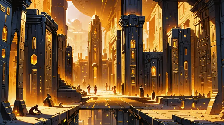 a picture taken from a sci - fi movie of a city with a giant clock tower