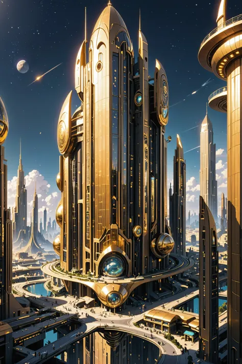 polished gold, whimsical,epic scifi city outside of the multiverse<lora:EnvyTempleOfRaXL01:1><lora:EnvyBetterHiresFixXL01:0:hr=1>