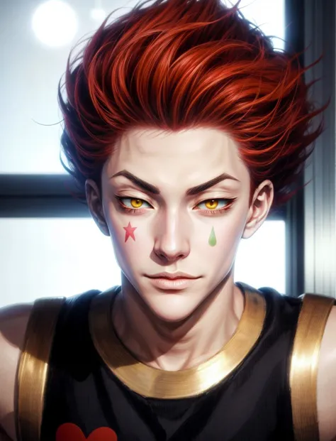 a close up of a person with red hair and a heart painted on their face