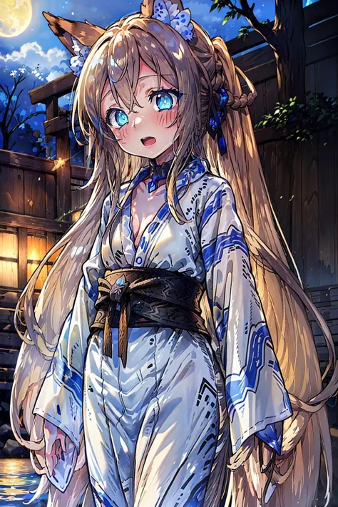 (masterpiece, best quality, extremely detailed cg),(adult game cg),highly detailed background,solo,(1 girl),
moon light,(8k portrait),close-up animal ear,(looking_at_viewer:1.6),(outdoor),(night onsen:1.5),
(beautiful girl),(cute girl),(embarrassed face:1.4),(nose blush:1),(open mouth:1.3),(small bust:1.5),(toddler body:1),(skinny legs:1.2),(skinny ass:1),
girl in onsen side,(standing:1.4),(spread legs:1),
fox girl:1.5,animal ear,fox,black fox ear:1.4,<lora:Animal ears_20230624183850:0.6> ,
(blond hair:1),(very long hair:1.8),(pony tail:1.3),
<lora:YUKATA-v2:0.6>,print clothes,long clothes,(yukata),( open clothes:1.2),long yukata,long sleeve,ribbon on waist,(open breast),
(wearing collar:1.5), <lora:RingBondageCollarV2:0.8>,
(glowing_cobalt_blue_eyes:1.5),slit pupils,up-turnd eyes:1.3, <lora:T2:1>,<lora:slitpupils:1>