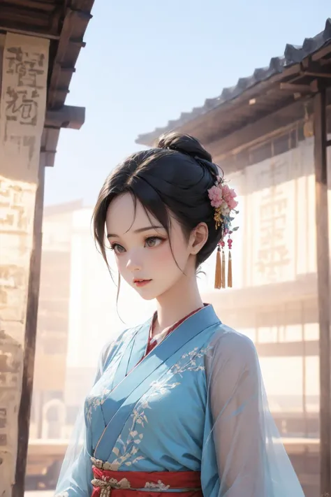 girl,AgainChineseClothes_v1,chinese style architecture,outdoors,see-through,upper body,<lora:AgainChineseClothes_v1:1>