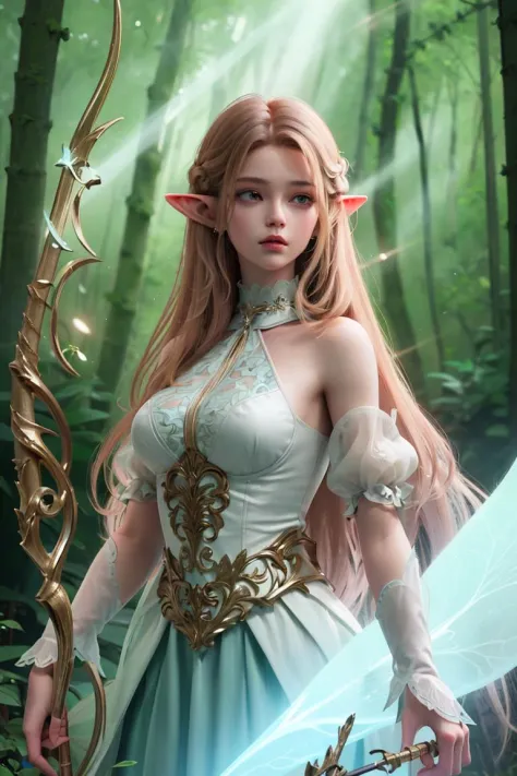 <lora:hipoly3DModelLora_v20:0.7>, masterpiece, best quality,
1girl,  
Elf, Pointed ears, elegant and ethereal attire, skilled with a bow and arrow, immersed in a lush forest or mystical woodland setting, surrounded by magical creatures like fairies or unic...