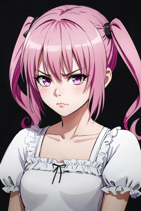 (NANA ASTA DEVILUKE, LONG HAIR, TAIL, TWINTAILS, stunning 1girl,original,LOOKING AT VIEWER),
(perfect shot,sketch,cute expression,pink eyes,POUT, POUTING, PUFFY CHEEKS, SAD,MAD,ANNOYED:1.2),
(simple dark background,white dress,portrait,upper body:1.2),
masterpiece,(ultra realistic), 8k UHD,wallpaper,absurdres, (intricate details),
<lora:nana deviluke darkness-lyco-nochekaiser:0.85>