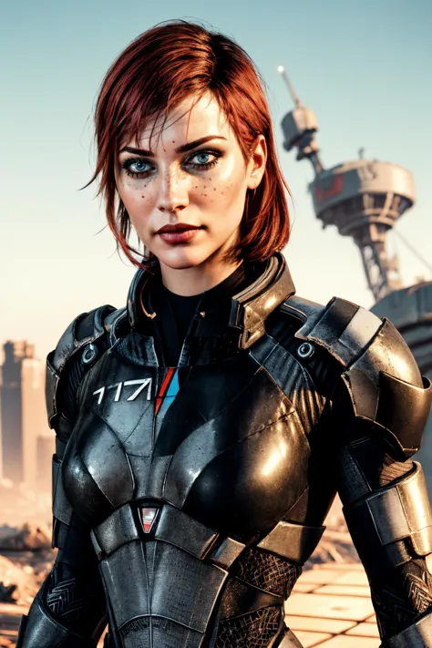 <lora:femshep:0.8> Jane, shepard, 1girl, mass effect \(series\), n7 armor, citadel, 
 ((intricate detail)), complex illustration...