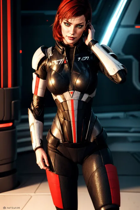 <lora:femshep:0.8> Jane, shepard, 1girl, mass effect \(series\), n7 armor, citadel, parted lips, furrowed brow, full body, 
 ((intricate detail)), complex illustration, high contrast, intricate background detail, masterpiece, best quality  <lora:filmgrain_...