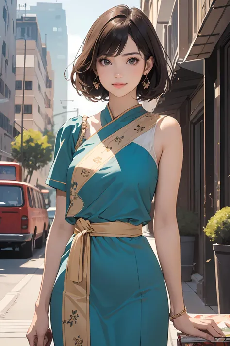 8k high quality detailed,highres,anime,comic,detailed image,
(an illustration of a teenage girl posing,(an illustration of girl,teenage girl)),(magazine_illustration),(magazine_sheet),
(1girl,asian_female,gradient hair, short hair, bangs, brown eyes, thin|skinny, large breasts,(Pan Am Smile)),detailed_face,realistic_skin_texture,
(arm_support),
((, sabai,sabai_dress,jewelry):0.8),realistic clothing texture,<lora:sabai6:0.5>