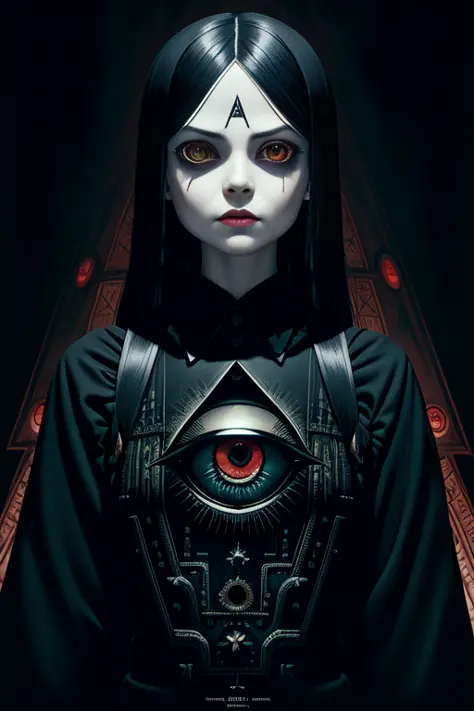 the all seeing eye by h.r. giger, junji ito, greg rutkowski, wlop
detailed paint of wednesday addams, highly detailed paiting by...