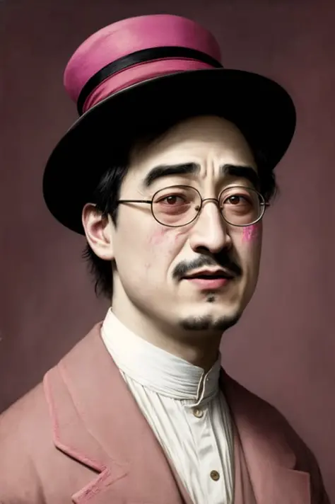 dreamlikeart filthy frank joji george miller papa franku pink guy chin-chin  portrait, victorian era painting, making funny exha...