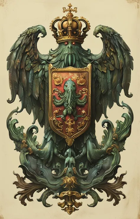 masterpiece,best quality,<lora:tbh227-sdxl:0.9>,illustration,style of Coat of Arms,Cthulhu