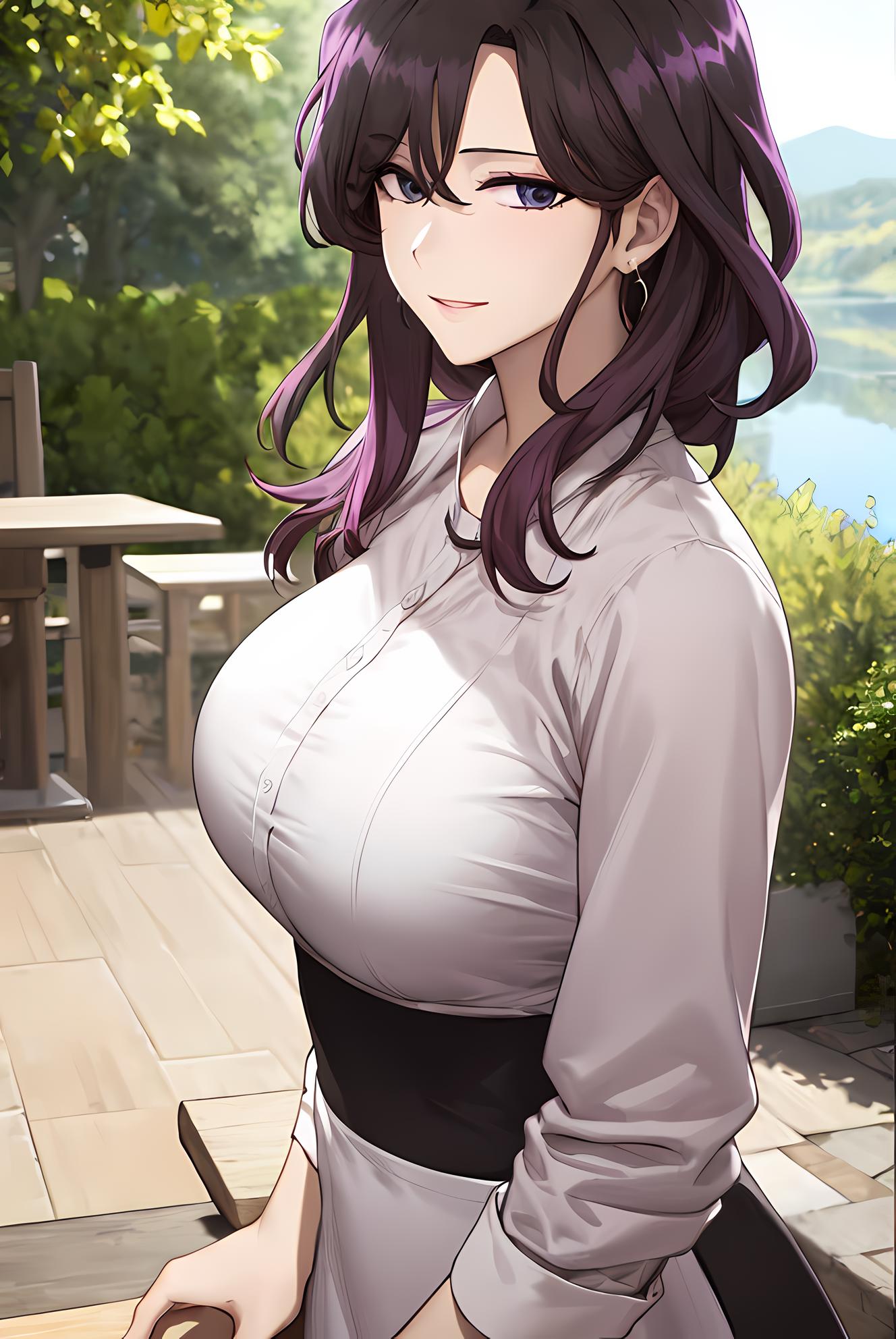 Realistic anime art style,(mature housewife:1.2),(curvy body - SeaArt AI