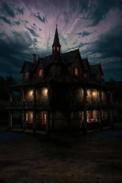 house,  (masterpiece, top quality, best quality,),art,,highest detailed, Terror, Dark, and gloomy  <lora:Terror1:0.8>night,