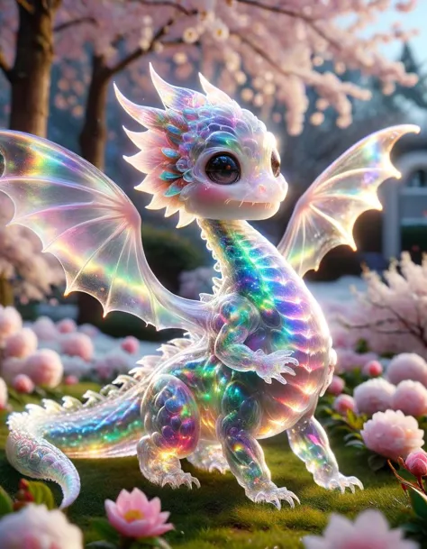 a close up of a dragon with a flowered background