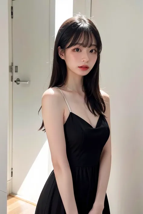 1girl, black  formal long dress,white background, <lora:ysw_swy-04:1>