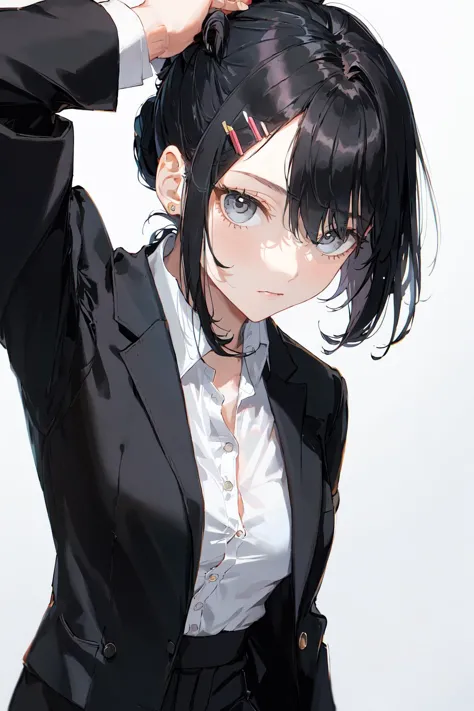 anime - style image of a woman in a suit and tie