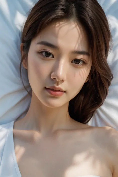 (masterpiece:1.35),(best-quality:1.4),8k,ultra-detailed,photography,(ultra-realistic:1.4),film grain,Fujifilm XT3,1girl,aisan slim female,solo, extremely beautiful detailed face, best shadow, medium breasts, white shirt, close up,