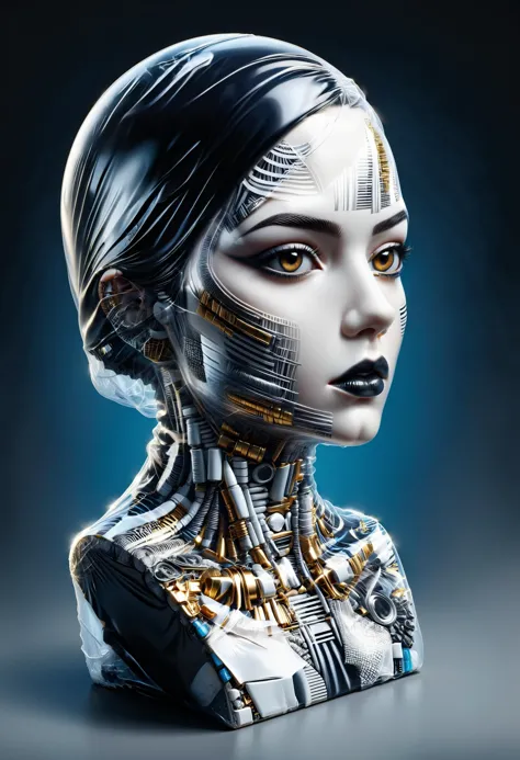 a close up of a woman with a futuristic face and head