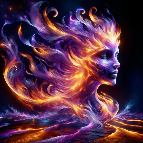 the head of a woman made of purple_fire, orange_fire, arcane, floating  DonMSp3ctr4lXL, DonMW15pXL, <lora:DonMSp3ctr4lXL:0.8><lora:DonMW15pXL:0.8> <lora:ral-exposure:0.8> ral-exposure, black background, (masterpiece:1.2), best quality, (hyperdetailed, highest detailed:1.2), high resolution textures, <lora:EnvyBetterHiresFixXL01:1>