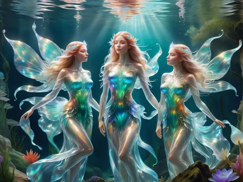 hyper detailed masterpiece, dynamic realistic digital art, awesome quality,transparent, transluscent undine, Water nymphs, associated with bodies of water, depicted as beautiful and enchanting women, connection to the natural world, embodyment of the spirit and beauty of water  <lora:DonMSp3ctr4lXL:0.8> DonMSp3ctr4lXL