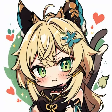 anime girl with cat ears and a bow in her hair