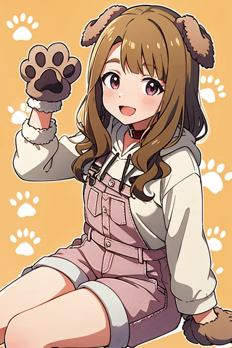 anime girl with a cat paw on her hand