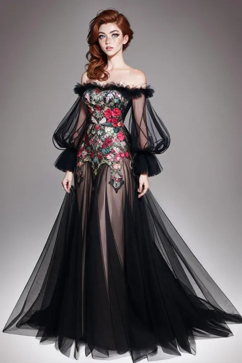 Black Tulle & Floral Dress