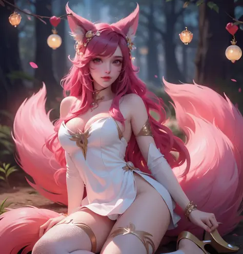 face lighting,bright backlight,medium breasts,super high resolution,best quality,Photos,4k,(Realistic:1.2),
1 girl,cute,cosplay,Ahri (League of Legends),looking at viewer,(moderate breasts:1.1),nine tails,long ears,green eyes,(long wavy hair:1.2),white and...