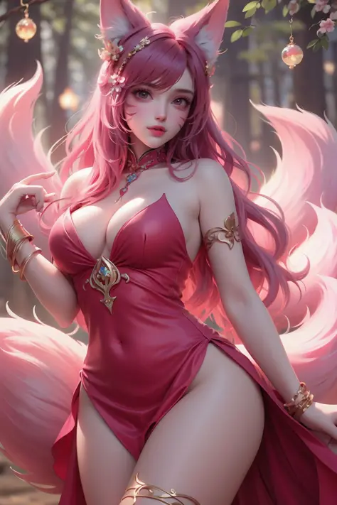 face lighting,bright backlight,medium breasts,super high resolution,best quality,Photos,4k,(Realistic:1.2),
Ali,1 girl,cute,cosplay,Ahri (League of Legends),looking at viewer,(moderate breasts:1.1),nine tails,Huli erduo,green eyes,(long wavy hair:1.2),whit...