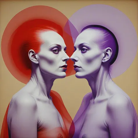 two women with red hair and white skin are facing each other