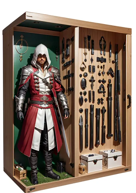 premium playset toy box, (masterpiece, best quality, ultra detailed, absurdres), (diorama:1.2), action figure box, 1boy, man, (facial hair), 
  (inboxDollPlaySetQuiron style), the  Doctor Strange (Marvel Comics): Doctor Strange's distinctive red cape, blue tunic, and mystical accessories make him a unique and visually striking character to cosplay.,  anger, (toy playset pack),  
  