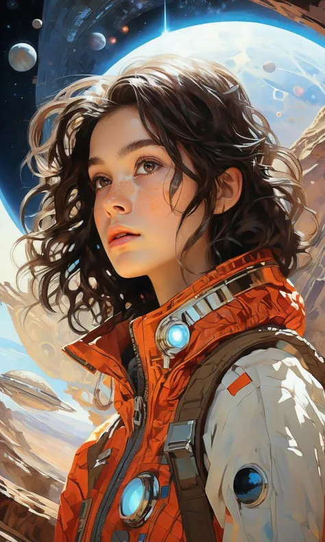 xsgb,((masterpiece)),((best quality)),8k,high detailed,ultra-detailed,intricate detail,Portrait,1girl,((Fantasy space odyssey)),((Galactic explorer attire:1.1)),an epic depiction of a girl in galactic explorer attire,exploring a fantasy space odyssey with celestial bodies and cosmic landscapes,creating a sense of adventure and wonder.,