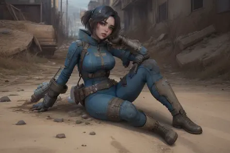 <lora:vaultsuit:0.45>, (fallout4, post apocalyptic style). solo, Fairy_SG girl wearing a (vaultsuit), looking at things