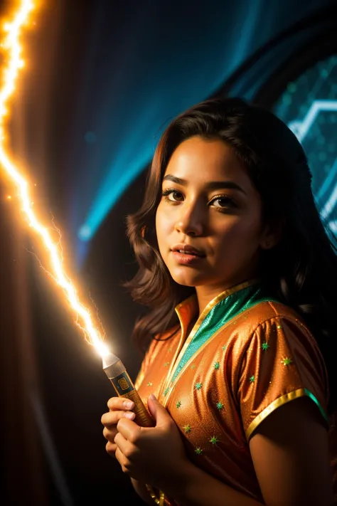 arafed woman holding a lit sparkle wand in front of a window