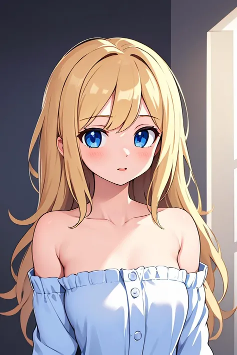 anime girl with long blonde hair and blue eyes