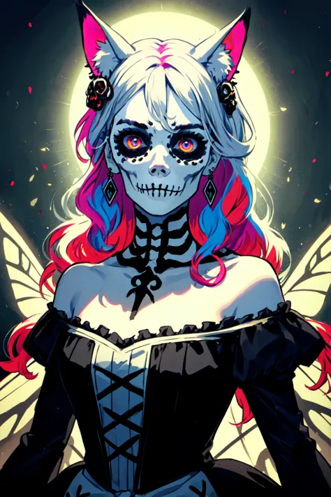 cara detallada, ojos detallados, arte oficial, demonio_Calavera VictorianFoxGirl