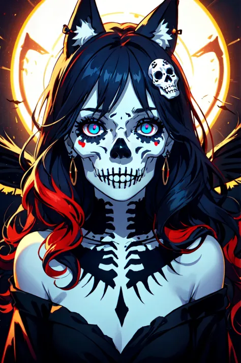 cara detallada, ojos detallados, arte oficial, demonio_Calavera VictorianFoxGirl