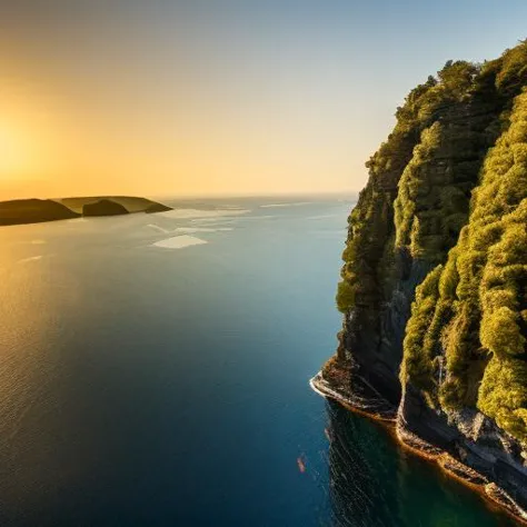 a view of a cliff with a boat in the water