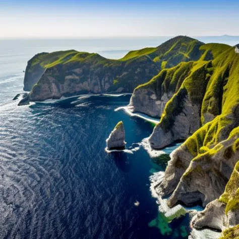 a view of a large body of water near a cliff