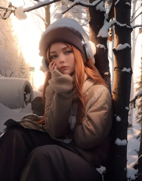 winter forest girl 